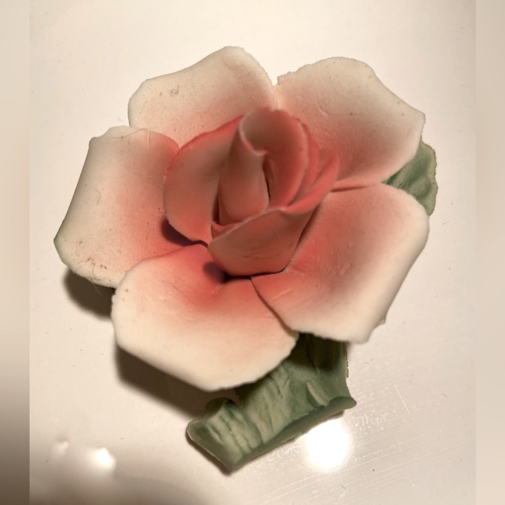 Authentic Vintage Napoleon Capodimonte Bisque Porcelain Made in Italy Pink Rose